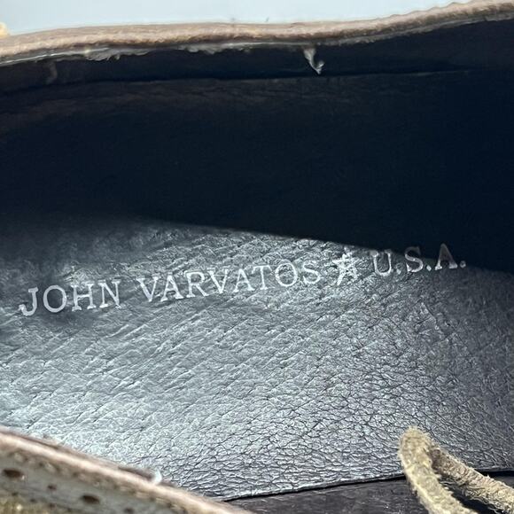 John Varvatos Shoes Mens Size 12 Brown Wingtip Oxford Leather Canvas Brogue - Picture 9 of 9